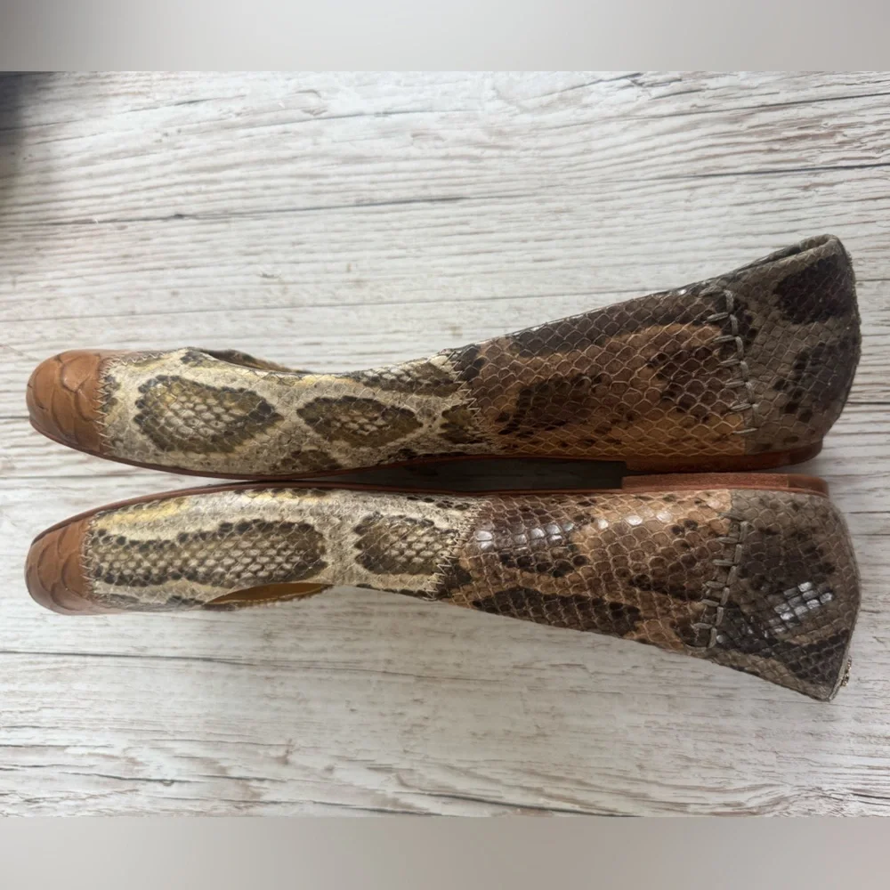 Coach Annabelle Patchwork Exotic Snakeskin Embossed Leather Ballet Flats 7.5 B